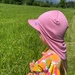 Summer cap rosé, merino wool &amp; silk (organic/GOTS)